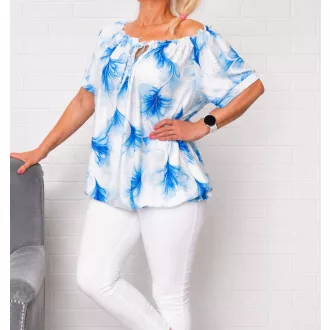   Mintás,nyaknál-alján gumis felső! fehér-királykék-kék XL-3XL