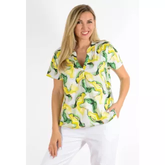   Mintás, ingfazonú ,gumis aljú felső! sárga-fehér-zöld L-XXL