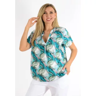   Mintás, ingfazonú ,gumis aljú felső! türkizzöld-khaki L-XXL