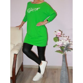 Feliratos,denevérujjas tunika! zöld  L-XXL