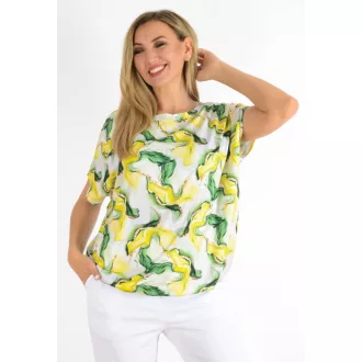   Mintás,aszimmetrikus,gumis aljú felső ! sárga-fehér-zöld L-XXL