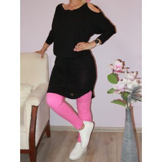   Válla nyitott,derékban kötős,denevérujjas tunika! fekete  M-XL
