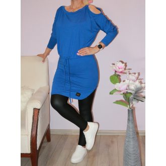  Válla nyitott,derékban kötős,denevérujjas tunika! királykék  M-XL