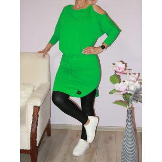   Válla nyitott,derékban kötős,denevérujjas tunika! zöld  M-XL