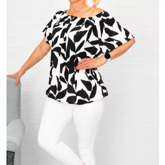   Mintás,vállra húzható,gumis aljú felső! fekete-fehér L-XXL