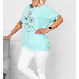   Mintás,strasszos,bronzdíszes,passzés aljú,prémium felső  ! türkiz XL-XXL