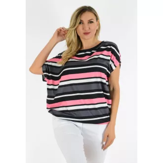 Csíkos,aszimmetrikus,gumis aljú felső ! pink-fekete L-XXL