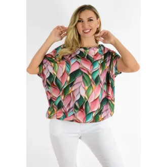   Mintás,aszimmetrikus,gumis aljú felső ! mályva-zöld L-XXL