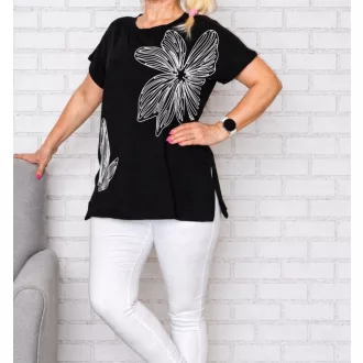 Hímzett virágos prémium  felső ! fekete XL-XXL