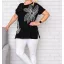Hímzett virágos prémium  felső ! fekete XL-XXL