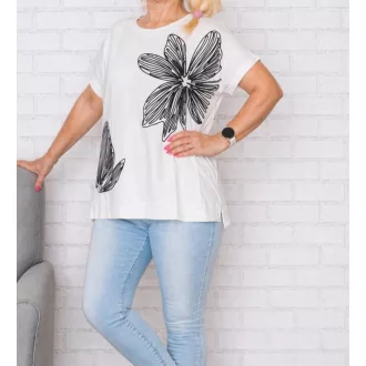 Hímzett virágos prémium  felső ! fehér XL-XXL
