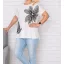 Hímzett virágos prémium  felső ! fehér XL-XXL