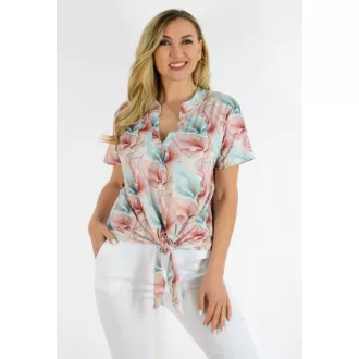   Virág mintás,ingfazonú,elöl kötős felső! púder-menta L-XXL