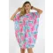 Virágos,mell alatt gumis tunika! kék-pink XL-3XL