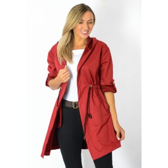   Kapucnis,derékban húzott,zsebes velúr kabátka!  bordó  M-XL