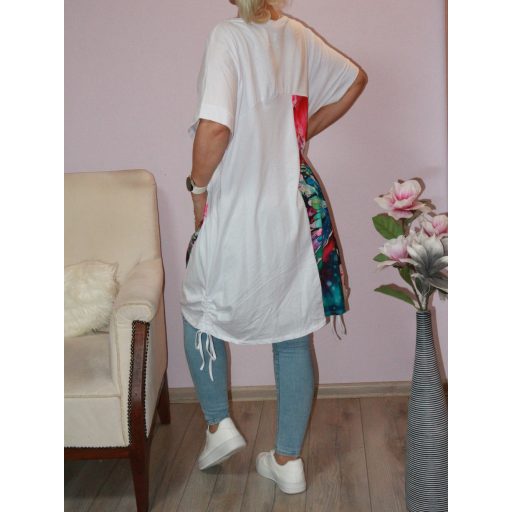 Lepkés,zsebes,oldala húzott tunika!  fehér XL-XXL