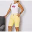 Zsebnél fodros,gumis derekú,öves térdnadrág! vaníliasárga L-XXL