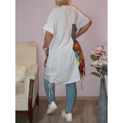 Cicás,zsebes,oldala húzott tunika!  fehér XL-XXL