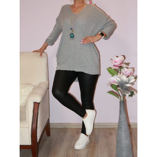 Láncos,hátulja hosszabb,zsebes tunika! szürke L-XXL