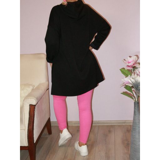 Arcmintás,hátulja hosszabb,kapucnis tunika! fekete L-XXL