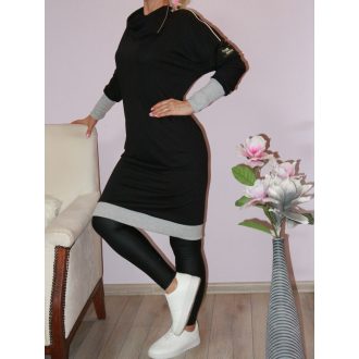 Vállnál cipzáras,zsebes,gabós tunika! fekete L/XL,XXL