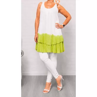 Horgolt hátú, fodros aljú,batikolt tunika! neonzöld M-XL