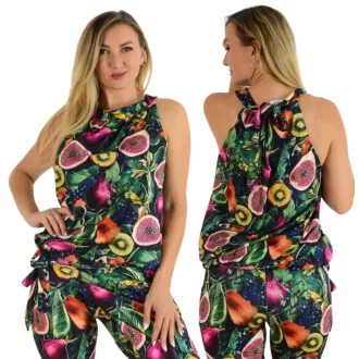   Egzotikus gyümölcsös,nyaknál kötős,gumis aljú felső!  L-XL