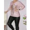 Mintás elejű,V nyakú,likrás kötött felső! mályva L-XL