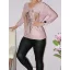 Mintás elejű,V nyakú,likrás kötött felső! mályva L-XL