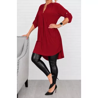 Egyszínű hátulja hosszabb ingtunika! meggypiros XL-3XL