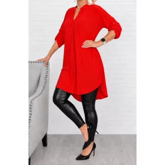 Egyszínű hátulja hosszabb ingtunika! piros XL-3XL