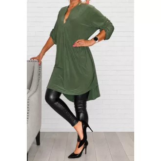 Egyszínű hátulja hosszabb ingtunika! khaki XL-3XL
