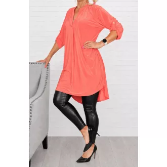 Egyszínű hátulja hosszabb ingtunika! korall XL-3XL