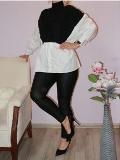Likrás kötött betétes ingtunika ! fekete   L-XXL