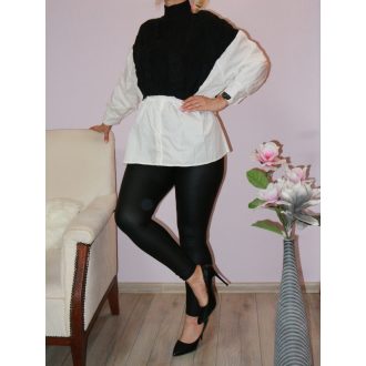 Likrás kötött betétes ingtunika ! fekete   L-XXL