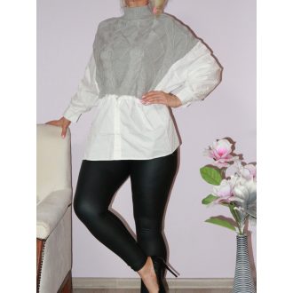 Likrás kötött betétes ingtunika ! szürke  L-XXL