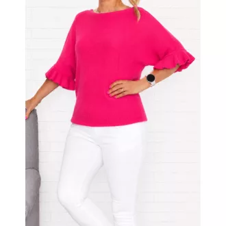   Harang ujjú,puhaanyagú,likrás kötött felső ! neonpink M-XL