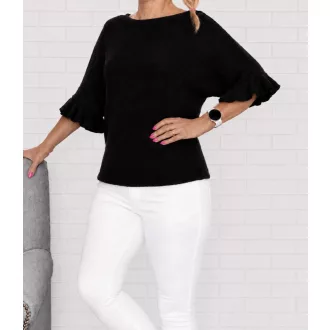   Harang ujjú,puhaanyagú,likrás kötött felső ! fekete M-XL