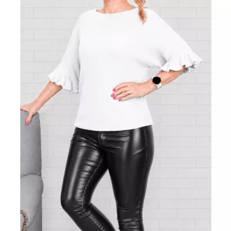   Harang ujjú,puhaanyagú,likrás kötött felső ! fehér M-XL