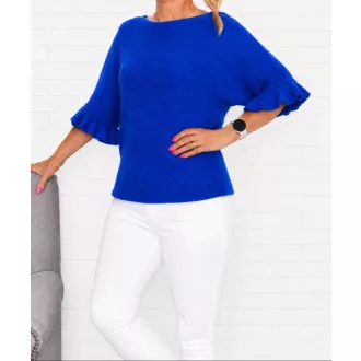   Harang ujjú,puhaanyagú,likrás kötött felső ! királykék M-XL