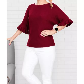   Harang ujjú,puhaanyagú,likrás kötött felső ! burgundi M-XL