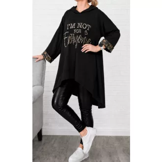   Kapucnis,feliratos,hátulja hosszabb prémium tunika ! fekete XXL-4XL