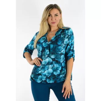 Virágos, ingfazonú ,gumis aljú felső! türkiz L-XXL