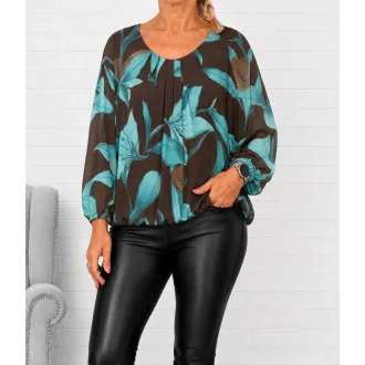   Virágos,gumis aljú,muszlin felső! türkiz-csokibarna L-XXL