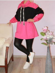 Két színű garbós tunika!  pink-fekete XL-XXL