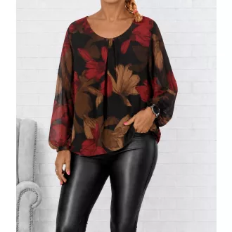 Virágos,gumis aljú,muszlin felső! bordó-fekete L-XXL
