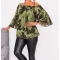 Virágos,tölcsérujjú,muszlin felső! kiwi-csokibarna L-XXL