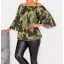 Virágos,tölcsérujjú,muszlin felső! kiwi-csokibarna L-XXL