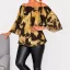 Virágos,tölcsérujjú,muszlin felső! vaníliasárga-csokibarna L-XXL