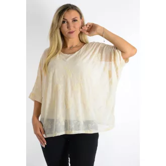 Virágos,dupla anyagú,T vonalú,tüll felső ! bézs L-XXL